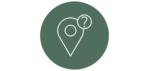 Location and question mark graphic icon