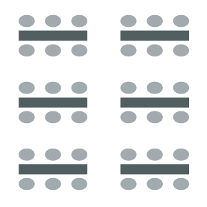 Rectangle Tables room setup icon showing two columns of rectangular tables with chairs at each