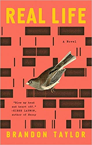 Book cover of Real Life with bird on red background