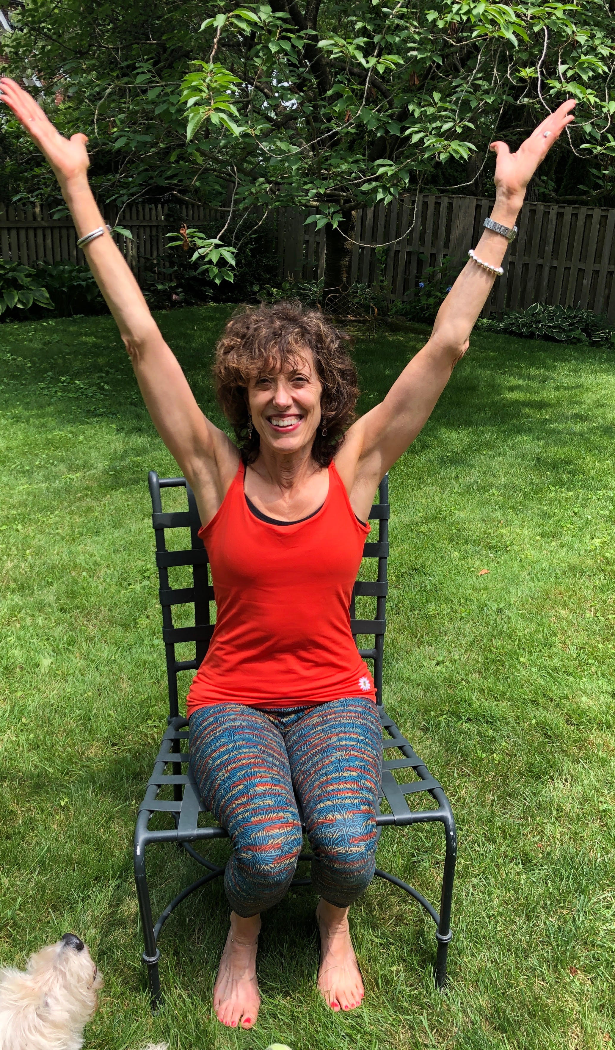 Ellen Cohen in Chair Yoga pose
