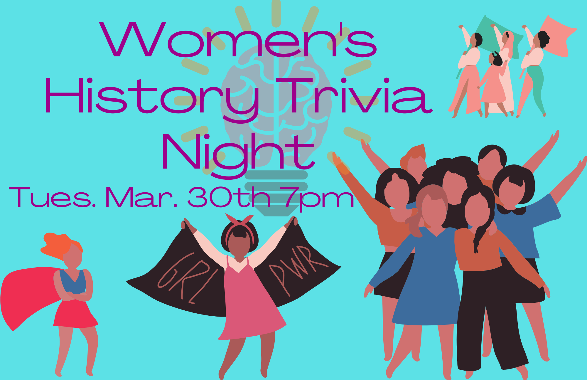 Flyer for Women's History Trivia Night