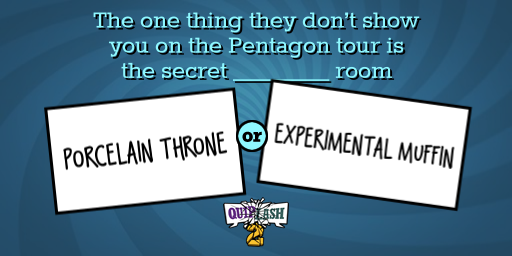 Quiplash screen shot of prompts and answers