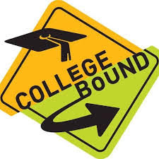 Traffic sign with graduation cap and "college bound" on it