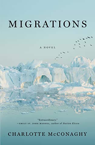 book cover with icebergs floating in water