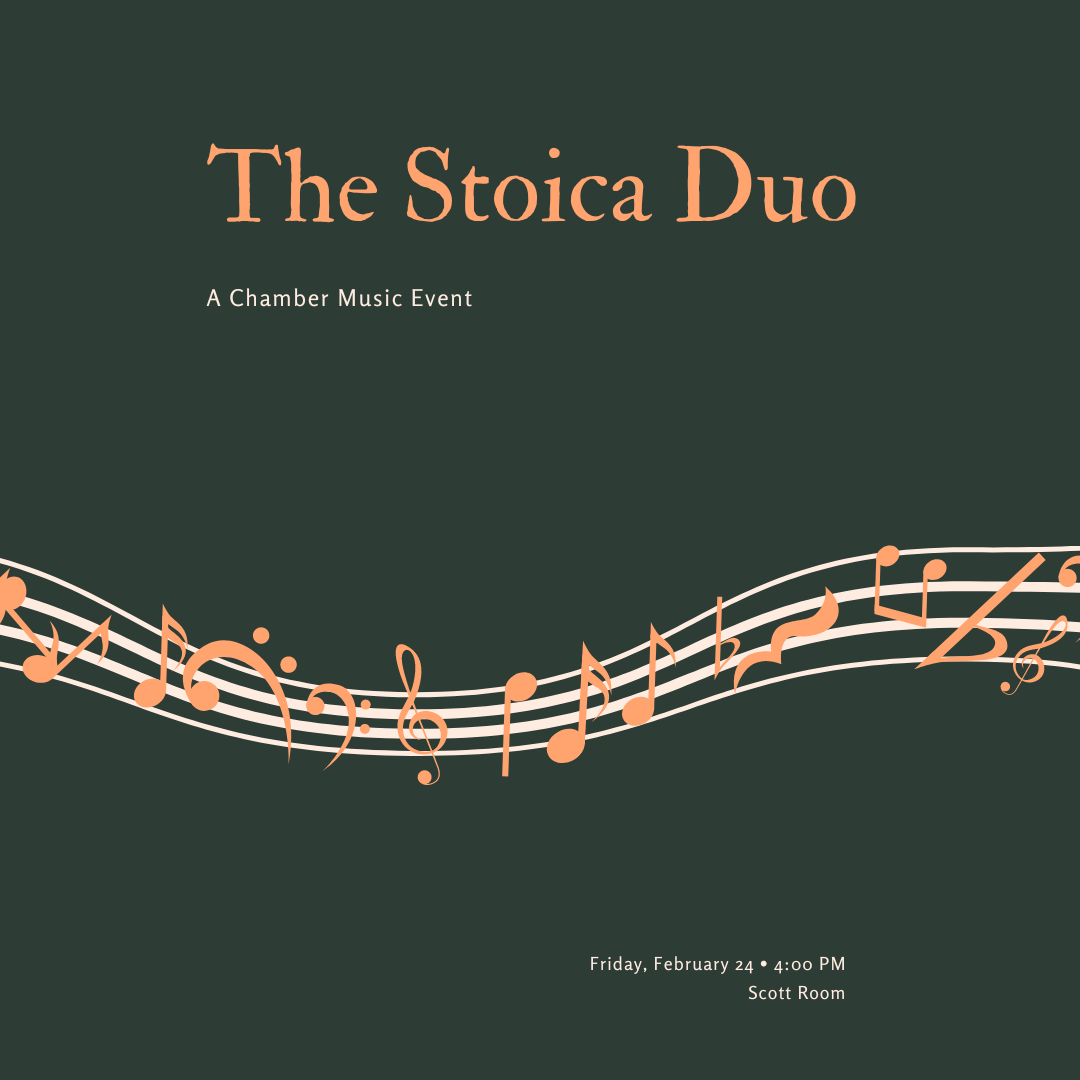 A wavy clef of notes: The Stoica Duo will present a short recital of chamber music for flute and piano, Friday, February 24 at 4 PM at Scarsdale Public Library
