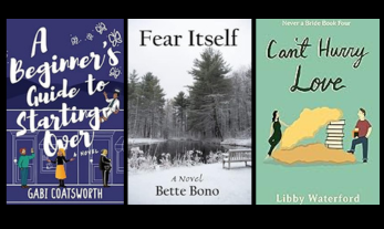 Book covers for three authors