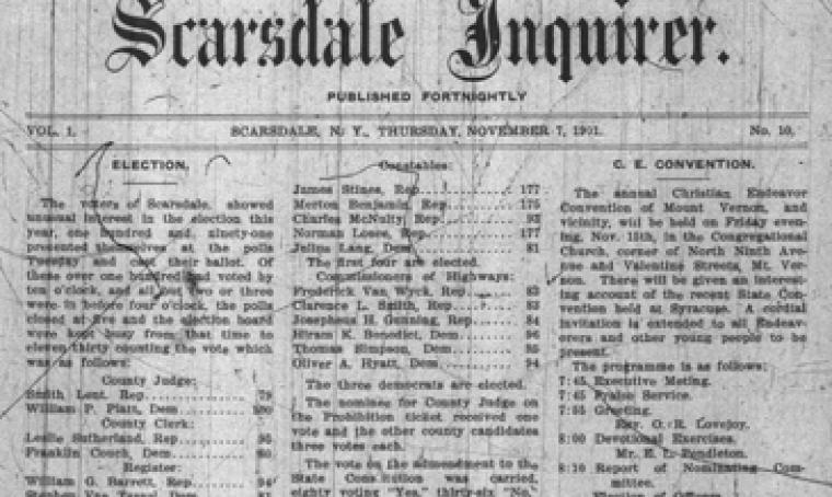 Scarsdale Inquirer old newspaper clipping