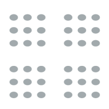 Conference-Split room setup icon showing chairs split into four separate sections