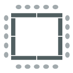 Enclosed Square room setup icon showing tables placed in a large square with chairs on the outside of the tables